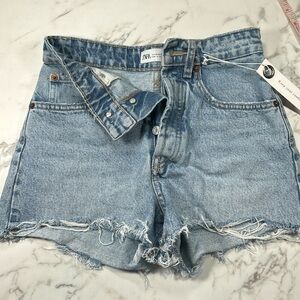 zara high waisted denim shorts